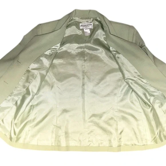 VTG Pendleton Women’s 100% Virgin Wool Green Blazer Jacket ~ Like New ~ Sz 4 - Picture 4 of 9